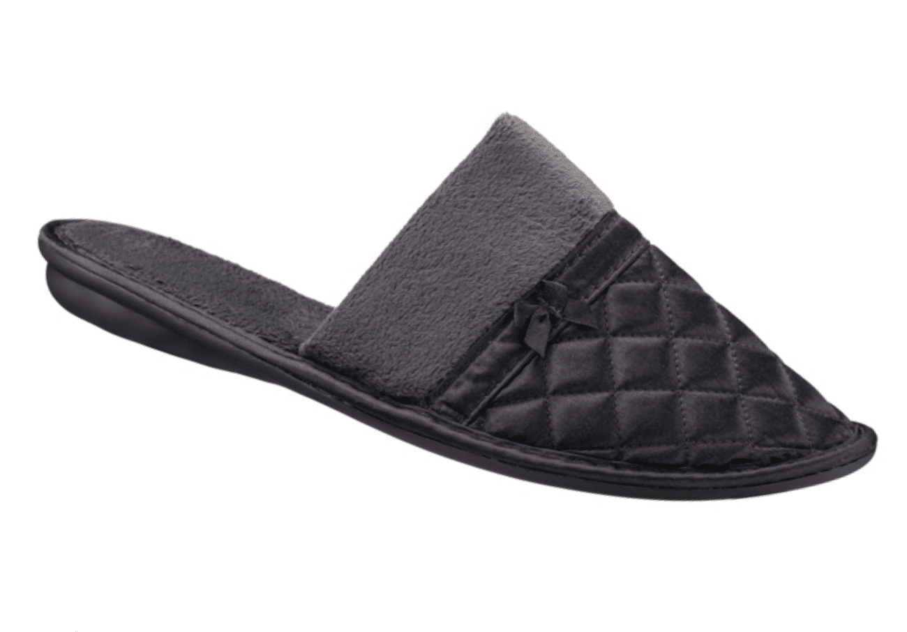 Satin Quilted Charcoal – The Little Slipper