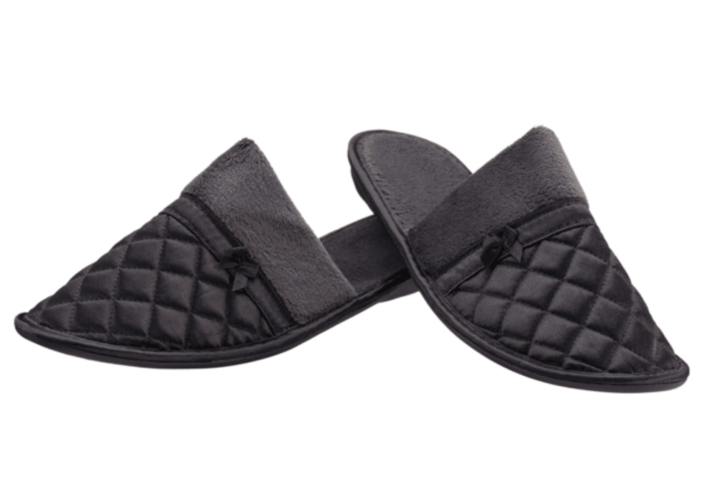 Satin Quilted Slipper Charcoal – The Little Slipper Company