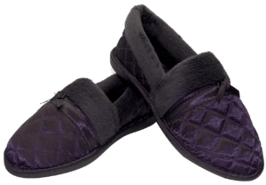 Closed back satin slippers aubergine
