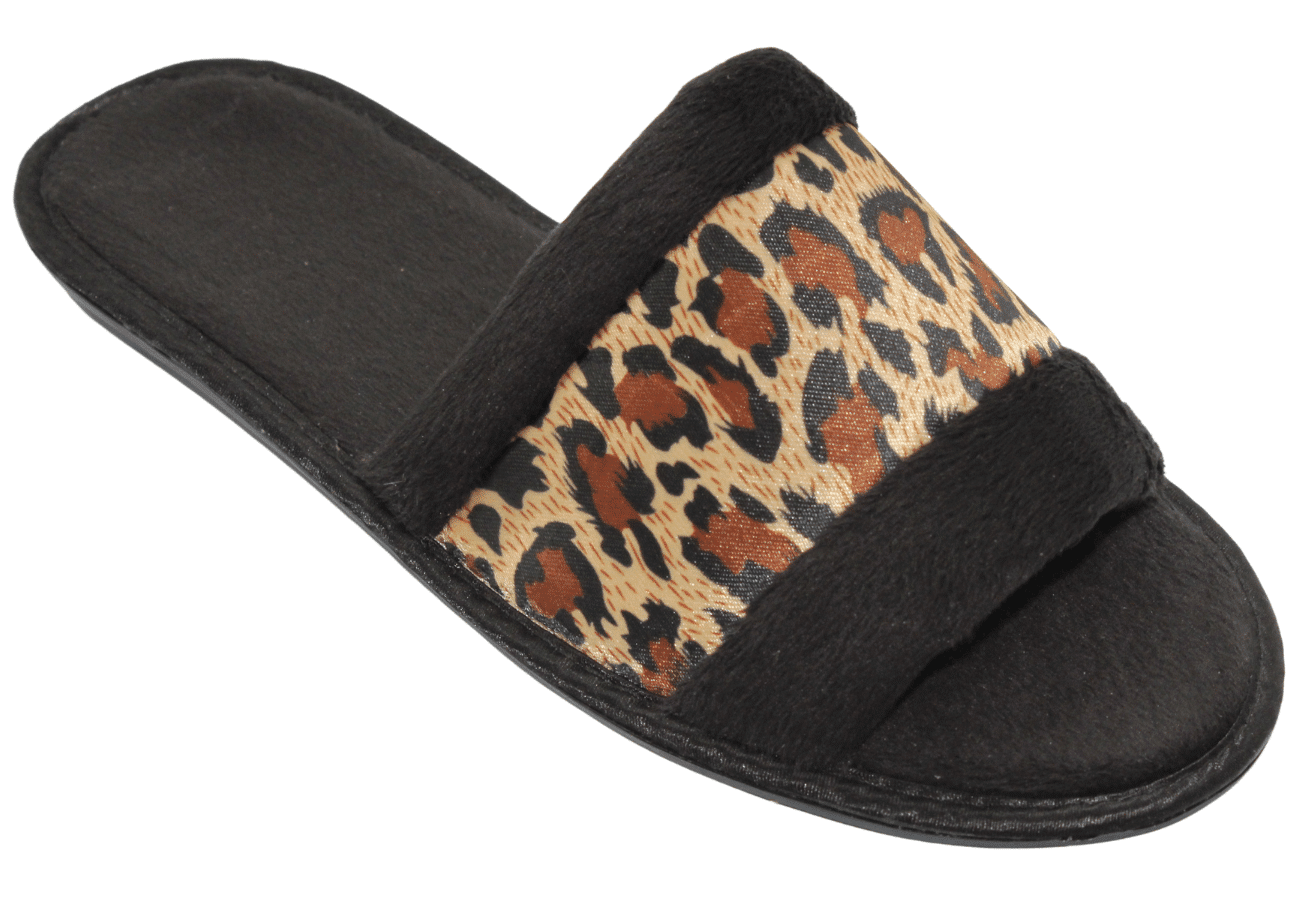 Ladies Printed Satin Fibre Open Toe Leopard – The Little Slipper Company