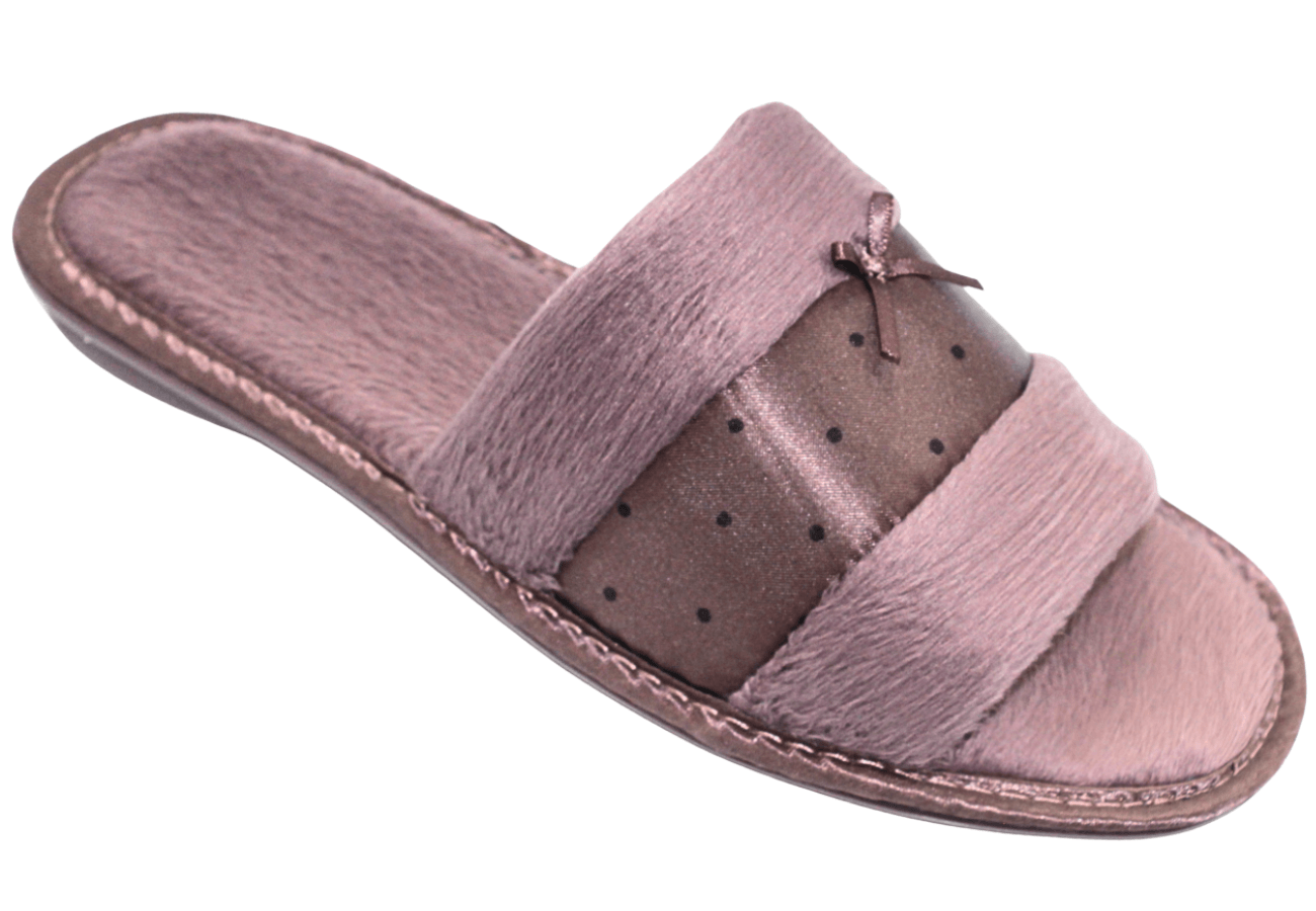 Dot Printed Open Toe Mocha