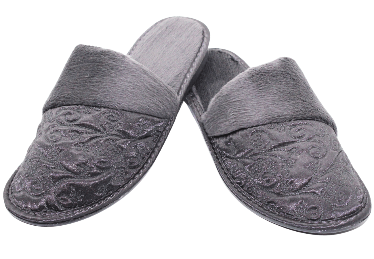 Ladies Embroidered Asymetric Charcoal Mule - Image 2